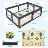 206 x 146cm Baby Playpen As Activity Centre-Black