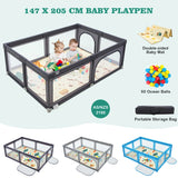 206 x 146cm Baby Playpen As Activity Centre-Black