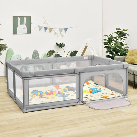 206 x 146cm Baby Playpen As Activity Centre-Grey