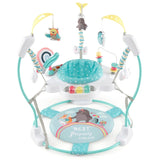 Baby Bouncer Playground with 3 Adjustable Heights Baby Walker with Music &amp; Light 360 Rotating Seat for Baby 6 Months+ Dark Blue
