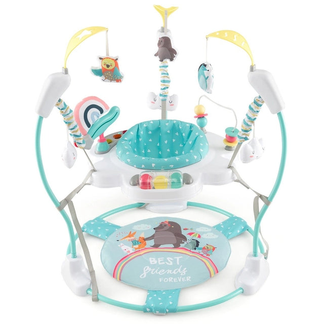 Baby Bouncer Playground with 3 Adjustable Heights Baby Walker with Music &amp; Light 360 Rotating Seat for Baby 6 Months+ Dark Blue