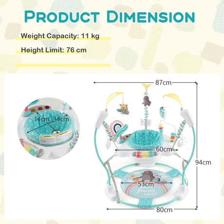 Baby Bouncer Playground with 3 Adjustable Heights Baby Walker with Music &amp; Light 360 Rotating Seat for Baby 6 Months+ Dark Blue