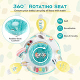 Baby Bouncer Playground with 3 Adjustable Heights Baby Walker with Music &amp; Light 360 Rotating Seat for Baby 6 Months+ Dark Blue