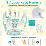 Baby Bouncer Playground with 3 Adjustable Heights Baby Walker with Music &amp; Light 360 Rotating Seat for Baby 6 Months+ Dark Blue