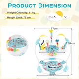 Baby Activity Center with Interactive Toys Musical Tray, Height Adjustable Baby Spinning Top Blue