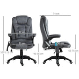 Vinsetto Massage Recliner Chair Heated Office Chair with Six Massage Points Velvet-Feel Fabric 360 Swivel Wheels Grey