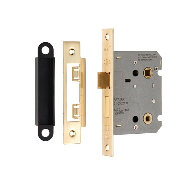 76MM BATHROOM LOCK - 5MM FOLLOWER - 57MM C/C - SQUARE_x005F
 - SATIN BRASS - EACH