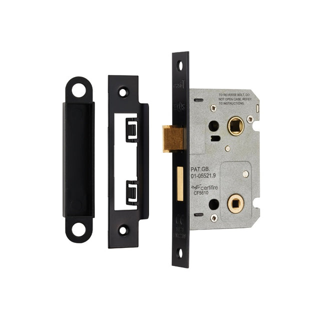 64MM BATHROOM LOCK - 5MM FOLLOWER - 57MM C/C - SQUARE - MATT BLACK - EACH