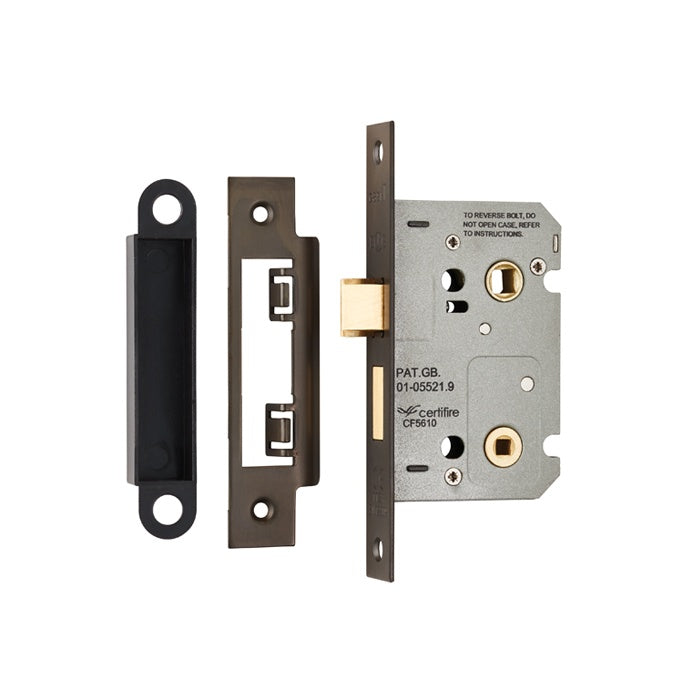 64MM BATHROOM LOCK - 5MM FOLLOWER - 57MM C/C - SQUARE - MATT BRONZE - EACH