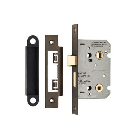 64MM BATHROOM LOCK - 5MM FOLLOWER - 57MM C/C - SQUARE - MATT BRONZE - EACH