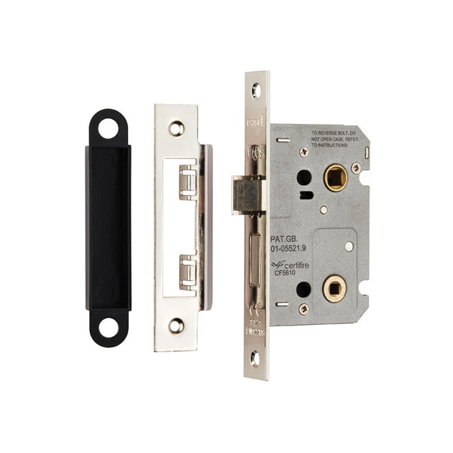 64MM BATHROOM LOCK - 5MM FOLLOWER - 57MM C/C - SQUARE - NICKEL PLATED - EACH