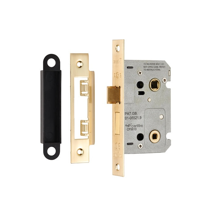 64MM BATHROOM LOCK - 5MM FOLLOWER - 57MM C/C - SQUARE - SATIN BRASS - EACH