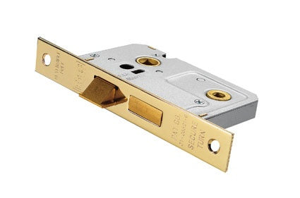 76MM BATHROOM LOCK - 5MM FOLLOWER - 57MM C/C - SQUARE_x005F
 - ELECTRO BRASSED - EACH