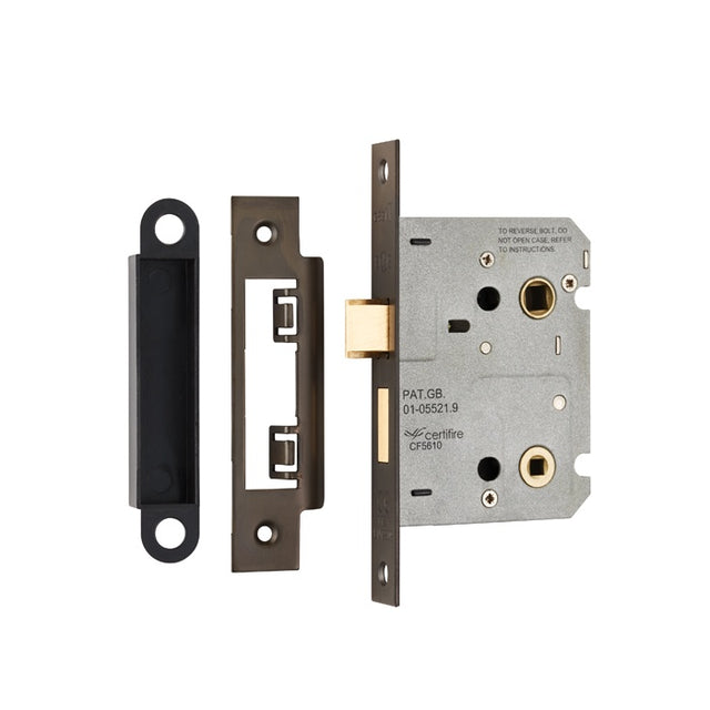 76MM BATHROOM LOCK - 5MM FOLLOWER - 57MM C/C - SQUARE_x005F
 - MATT BRONZE - EACH