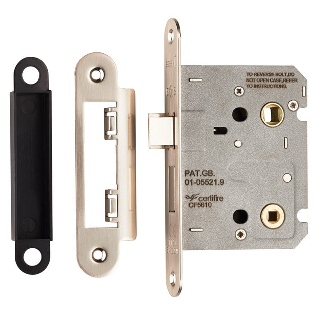 76MM BATHROOM LOCK - 5MM FOLLOWER - 57MM C/C - RADIUS_x005F
 - NICKEL PLATED - EACH