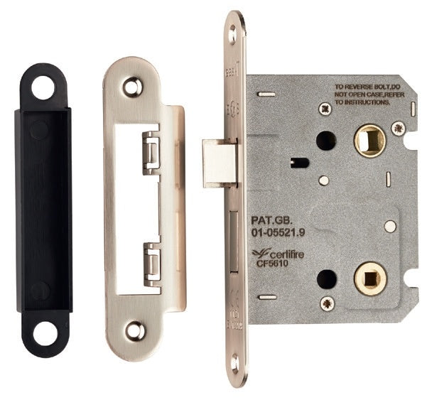 76MM BATHROOM LOCK - 5MM FOLLOWER - 57MM C/C - RADIUS_x005F
 - SATIN NICKEL - EACH