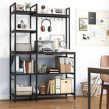 Bakers Rack with Power Outlets and 10 S-Shaped Hooks-Black