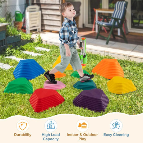 Set of 11 Kids Stepping Stones Balance Blocks with Full Edge-Multicolor