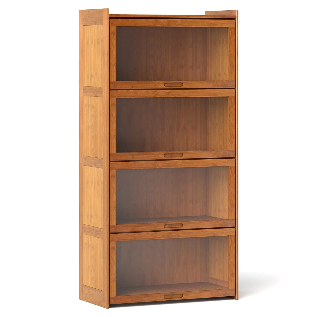 140 cm Bamboo Bookshelf with See-through Acrylic Doors-Brown