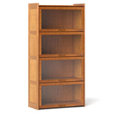 140 cm Bamboo Bookshelf with See-through Acrylic Doors-Brown