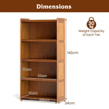 140 cm Bamboo Bookshelf with See-through Acrylic Doors-Brown