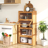 140 cm Bamboo Bookshelf with See-through Acrylic Doors-Natural