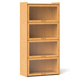 140 cm Bamboo Bookshelf with See-through Acrylic Doors-Natural