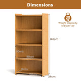 140 cm Bamboo Bookshelf with See-through Acrylic Doors-Natural