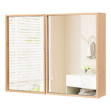 Double Door Bathroom Wall Cabinet with Mirror and  Adjustable Shelves-Natural