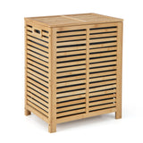 80 L Bamboo Laundry Hamper with Lid and Handles-Natural
