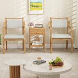Bamboo Nightstand Bedside Table with Drawer and Open Storage Shelf Natural