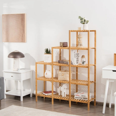 Multifunctional Bamboo Shelf Display Organizer
