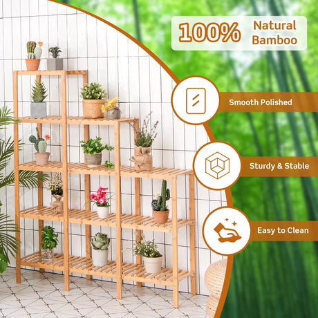 Multifunctional Bamboo Shelf Display Organizer