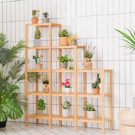 Multifunctional Bamboo Shelf Display Organizer