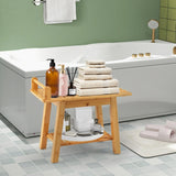 Bamboo Shower Bench with Storage Shelf