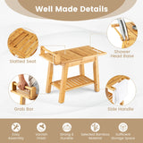 Bamboo Shower Bench with Storage Shelf