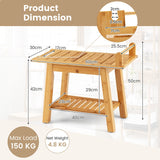 Bamboo Shower Bench with Storage Shelf