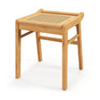 Bamboo Vanity Stool with Rattan Top and Reinforcement Bar-Natural
