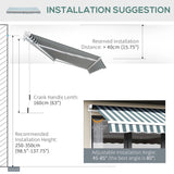 Outsunny Retractable Awning, 2.5x2 m-Dark Green/White