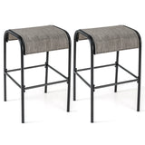 Set of 2/4 Patio Metal Bar Stools with Curved Fabric Seat-Set of 2