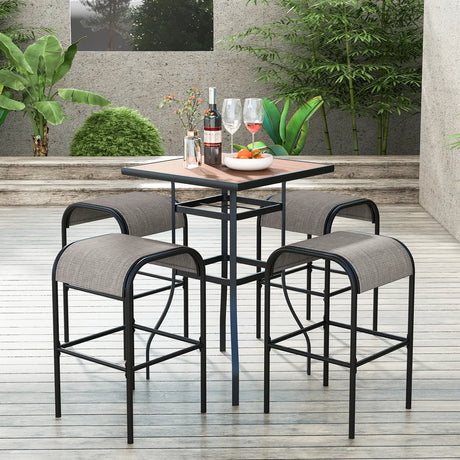 Set of 2/4 Patio Metal Bar Stools with Curved Fabric Seat-Set of 2