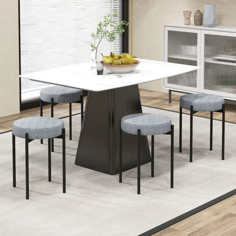 2-Piece Bar Stools Set Counter Height Stools with Padded Seat-Light Gray