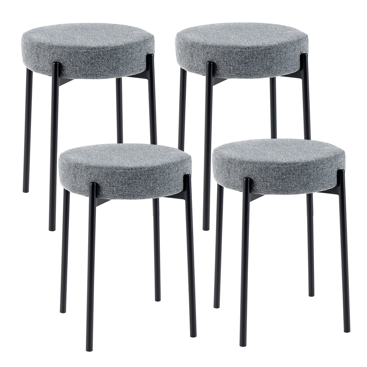 2-Piece Bar Stools Set Counter Height Stools with Padded Seat-Light Gray