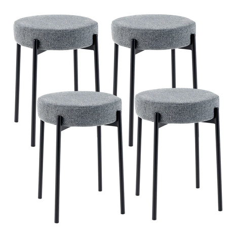 2-Piece Bar Stools Set Counter Height Stools with Padded Seat-Light Gray