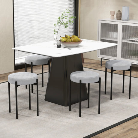 Dining room chairs set of 4 padded kitchen chairs stackable with metal legs light gray