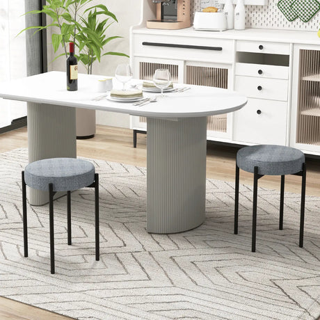 2-Piece Bar Stools Set Counter Height Stools with Padded Seat-Light Gray