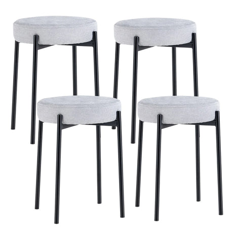 Dining room chairs set of 4 padded kitchen chairs stackable with metal legs light gray