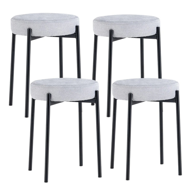 Dining room chairs set of 4 padded kitchen chairs stackable with metal legs light gray