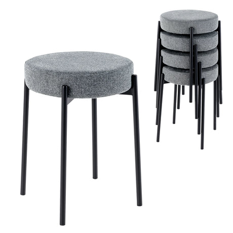 2-Piece Bar Stools Set Counter Height Stools with Padded Seat-Light Gray
