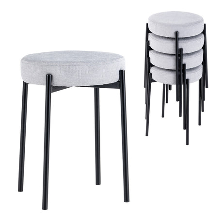 Dining room chairs set of 4 padded kitchen chairs stackable with metal legs light gray